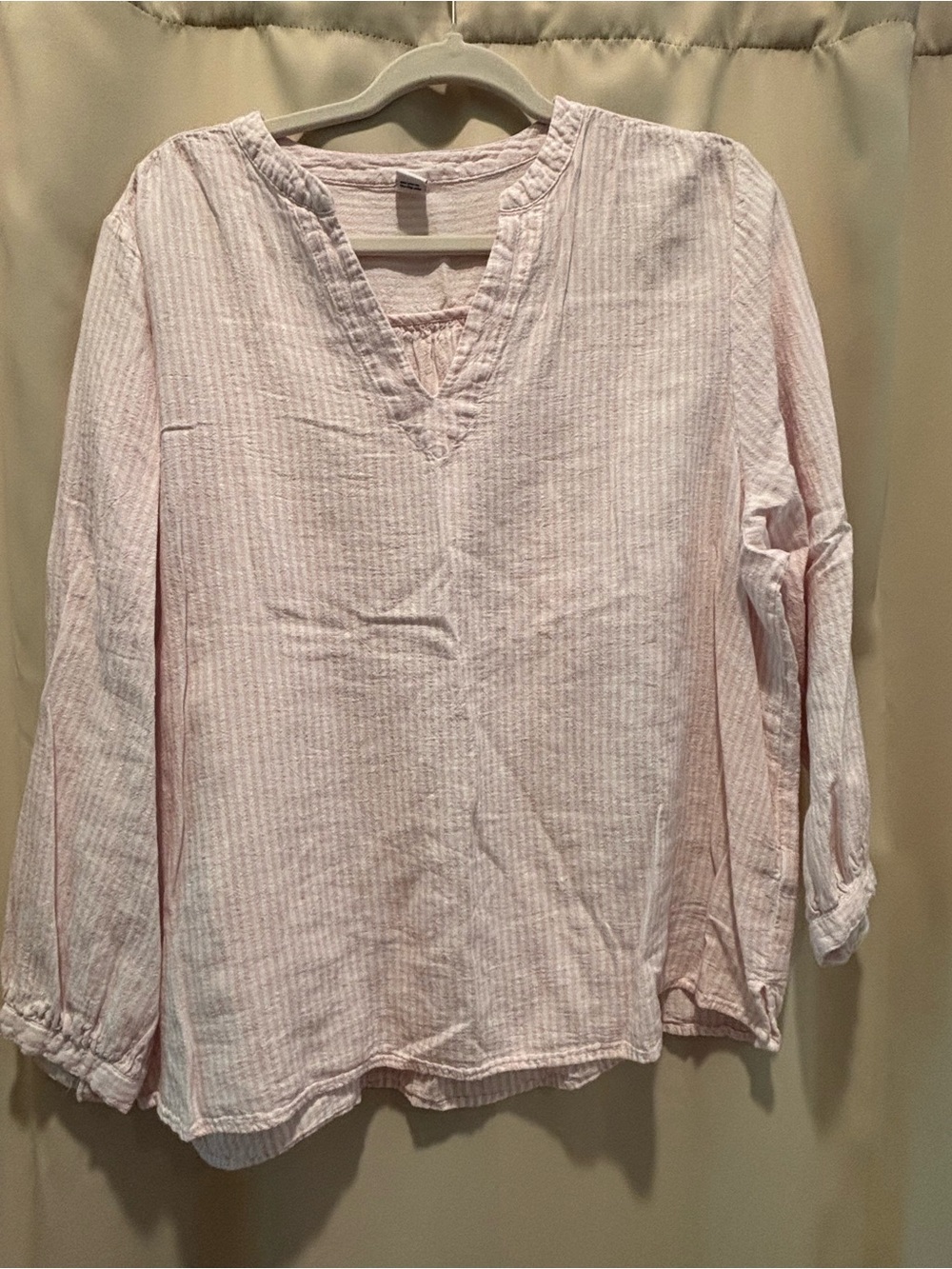 Old Navy Light Pink Long-Sleeve V-Neck Tunic